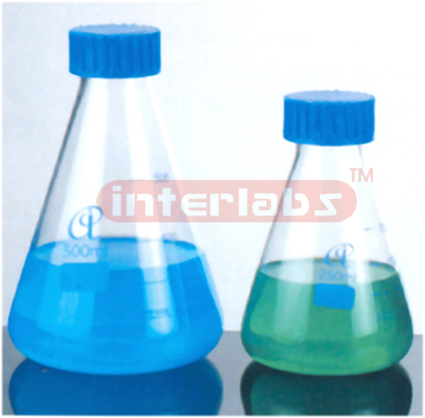 FLASKS, ERLENMEYER, BOROSILICATE GLASS, WITH SCREW CAP